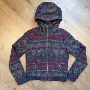 Hollister Jacket Womens Small Hooded Wool Blend Southwest Aztec Y2K Zip Up Coat
